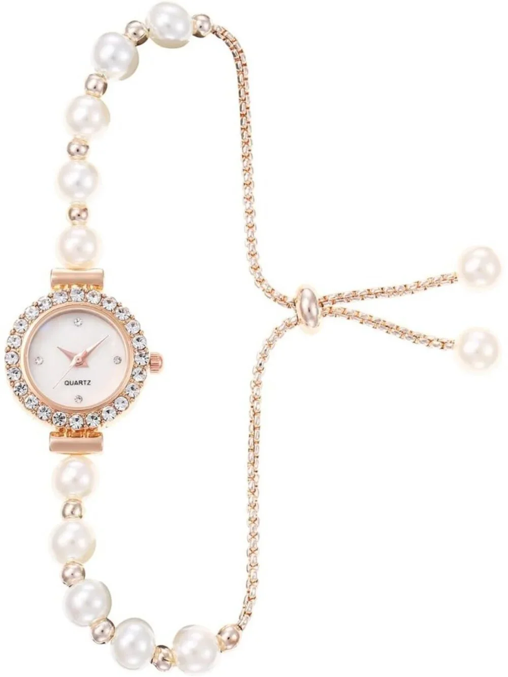 Women's White Analog Quartz Light Simple Floral Bracelet Diamond Luxury Watch